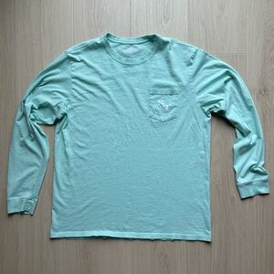 Southern Tide Shirt Men’s Aqua Long-Sleeve Pocket Tee XL